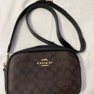 Coach Signature Brown and Black Crossbody Bag
